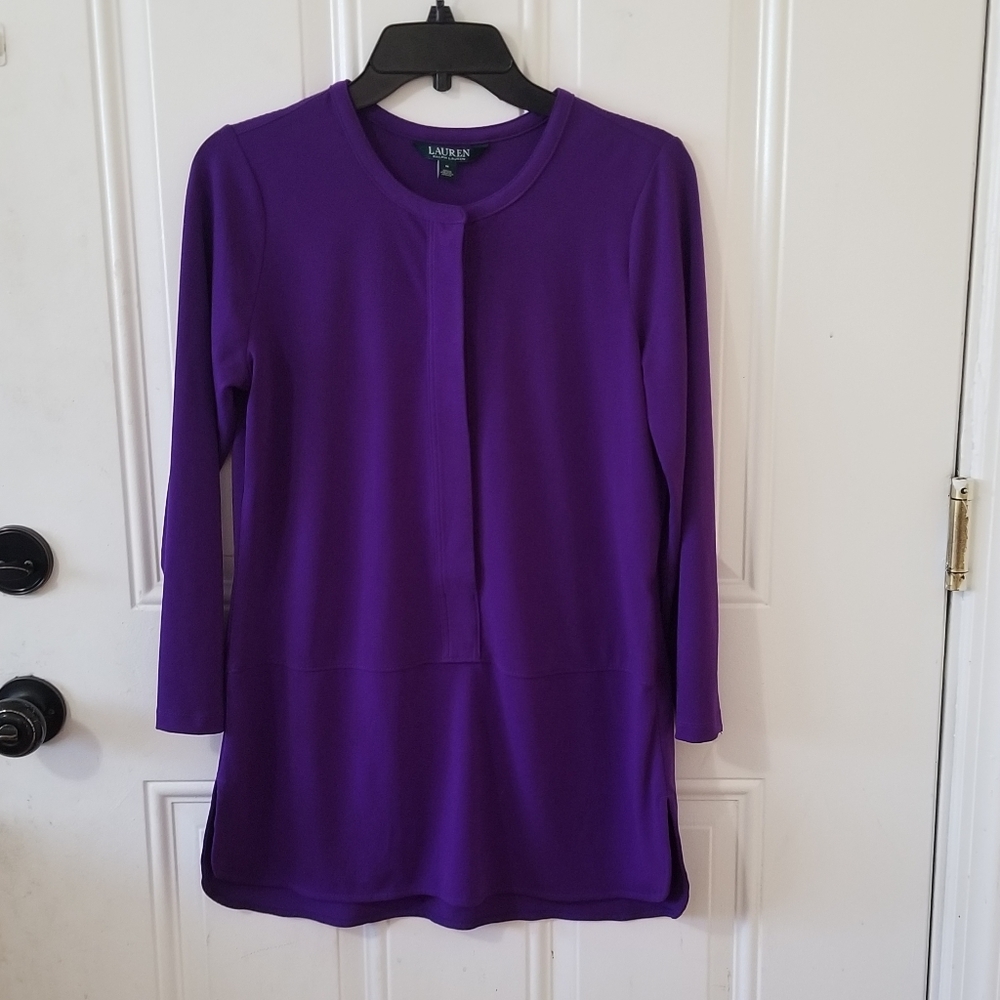 Ralph Lauren Posh Purple Stretch Tunic Top